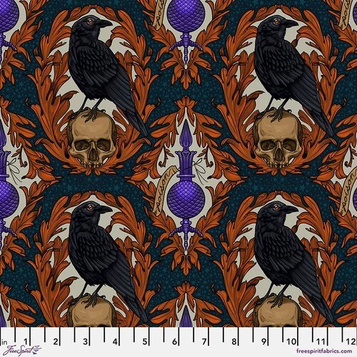 Crow Damask Black Purple Multi || Mystic Moonlight by Free Spirit ~ By the Yard - Image 1 of 1