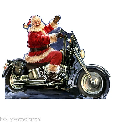 NAVIDAD SANTA CLAUS MOTOCICLETA HARLEY DAVIDSON TAMAÑO REAL STANDUP STANDEE RECORTE Foto 1 de 2