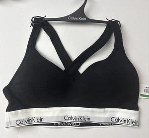 Sujetador Bralette CALVIN KLEIN Moderno Algodón Elevador Mujer Talla Grande L Negro Logo NUEVO - Imagen 1 de 4