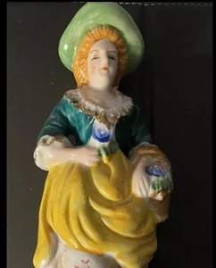 Besetztes Japan Porzellan Figur einer Frau mit Korb & Blumen, Vintage - Bild 1 von 10