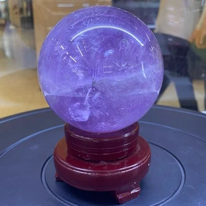 2.79LB Top Natural Amethyst Quartz Sphere Crystal Ball Reiki Healing Gift - Picture 1 of 8