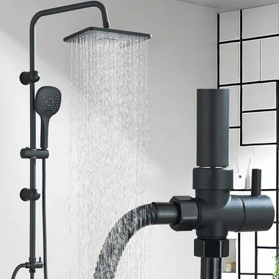 ROZIN Duschsystem Regendusche Edelstahl Duschset Duscharmatur Handbrause Regal Schwarz