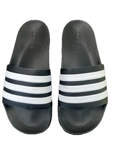 Sandalias de ducha Adidas Adilette para hombre, talla 8 - negras/blancas - Imagen 1 de 6