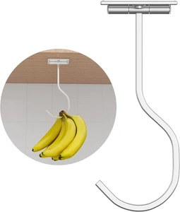 Folding Banana Hook Silver - Banana Hanger under Cabinet, under Counter Banana H - Picture 1 of 7