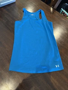Under Armour Shirt Women’s Large Blue HeatGear Athletic Ribbed Tank Top Gym - Picture 1 of 4