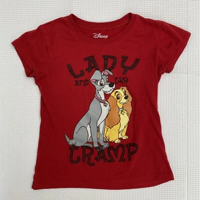 Disney Girls Shirt Medium (8-10) Red Lady & the Tramp Graphic Design Casual Tee - Image 1 of 4