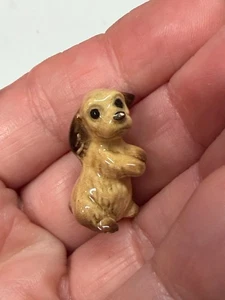 Vintage Miniatur Mini Keramik braun Welpe Hund Figur gebrochenes Ohr - Bild 1 von 5