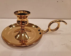 Vintage Solid Brass Chamberstick Candlestick Candle Holder  6" Long - Picture 1 of 4