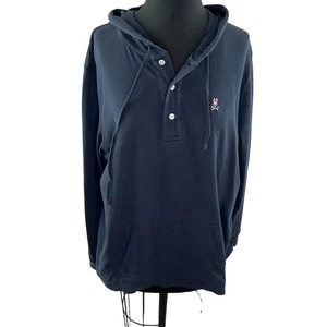 Psycho Bunny Robert Godley Navy Blue Hoodie Logo Pockets Drawstring Size L Large - Picture 1 of 10