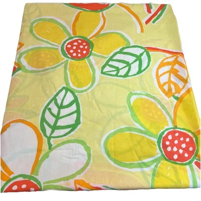 Vtg Flower Power SPRINGMAID ALEX WEST TECHNICOLOR YELLOW FLORAL QUEEN FLAT SHEET - Image 1 of 4