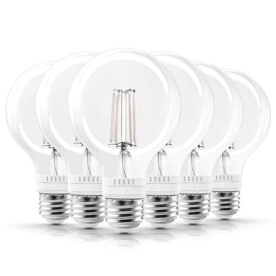 Luxrite Vintage G25 LED Light Bulb 4.5W=60W 500 Lumens 5CCT Dimmable 6 Pack - Image 1 of 4
