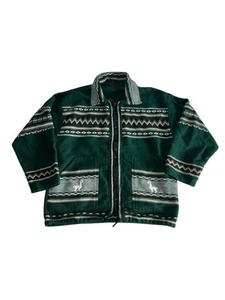 VINTAGE ALPACA WOOL ZIP UP FLEECE HOODIE WESTERN SOFT KNIT JACKET PERU Md/LG - Picture 1 of 5