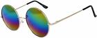 Retro Round Vintage Sunglasses Multi color Lens Metal Silver Spring Hinge 56 mm