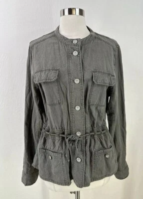Maurices Linen Long Sleeve Olive Green Military Slim Jacket L - Image 1 of 4