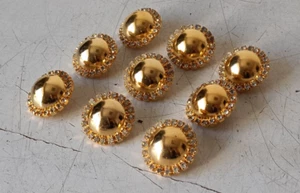 BOTTONI GIOIELLO IN METALLO DORATO E STRASS - VINTAGE DA COLLEZIONE - Picture 1 of 12
