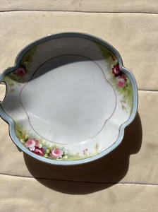 Antique Nippon Plate Gold Trim Hand Painted Pink Roses Vanity Tray 7” - Picture 1 of 8