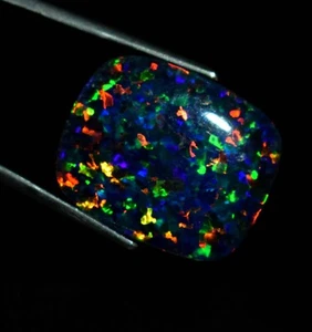 Lab Black Opal Cushion Shape Cabochon Doublet Gemstone 21.30 Ct Loose Gem - Picture 1 of 5