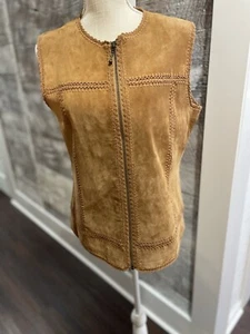 Cabelas Vest Womens Sz M Faux Suede Fur Soft Lined Rustic Outdoors Brown - Picture 1 of 11