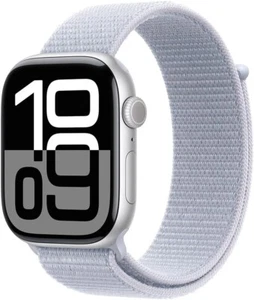 Apple Watch Series 10 GPS 46mm Boîtier en Aluminium Argenté Bleu Cloud Bracelet Sport M/L - Photo 1 sur 12