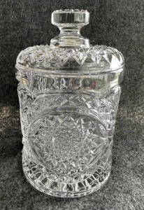 VINTAGE EAPG IMPERIAL GLASS No. 282 Hobstar Roanoke Star Lidded BISCUIT BARREL - Picture 1 of 24