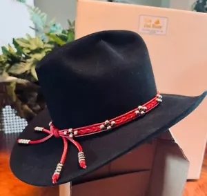 Cappello western vintage Bailey 5X Beaver taglia 7 con scatola e fascia in pelle rossa - Foto 1 di 18