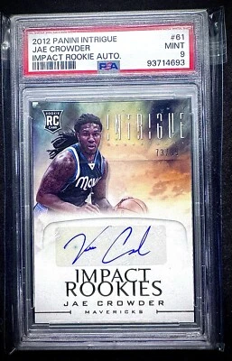 2012 Jae Crowder Panini Intrigue Impact Rookie AUTO /99 PSA 9 Mavericks RC - Image 1 of 2