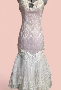 Pink and cream vintage 80s strapless dress🪷 - Picture 1 of 8