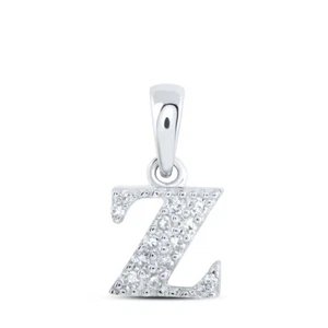 10kt White Gold Womens Round Diamond Z Initial Letter Pendant 1/20 Cttw - Picture 1 of 1
