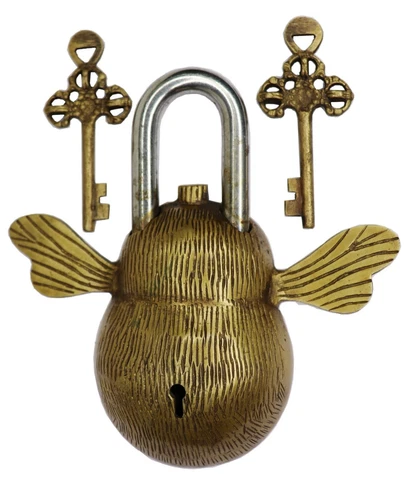 Bumblebee Shape Antique Vintage Style Door Lock Handmade Solid Brass Padlock Cover