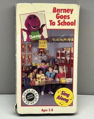 Barney & Friends Goes to School VHS 1990 Video Black Tape PBS Paper Label Rare! Foto 1 de 4