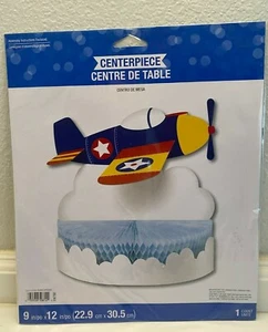 Creative Converting Lil' Flyer Airplane Paper Honeycomb Centerpiece 9" x12" - Picture 1 of 3
