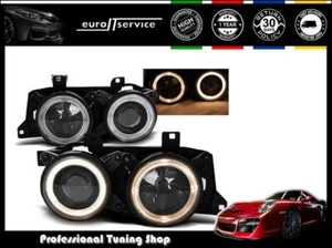 Faros faros para BMW E32 E34 ojos de ángel negro LHD RHD - Imagen 1 de 2