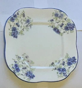 Blue Flower Cake/Sandwich Plate Vintage Paladin Bone China E Hughes & Co - Picture 1 of 4