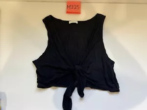 Kookai Sleeveless Cropped Top Black Size Small Tie up front Linen - Picture 1 of 6