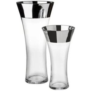 Uptown Club Juniper 2 Piece Transitional Glass Vase Set in Silver - Picture 1 of 1