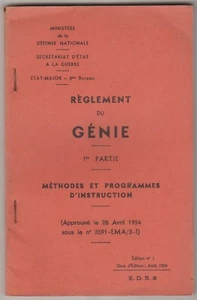 Réglement du génie 1ère partie Méthodes et programmes d'instruction 1954 - Foto 1 di 1