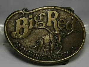 FIBBIA CINTURA GRANDE ROSSA TABACCO DA MASTICARE VINTAGE MOLTO PULITA - Foto 1 di 2