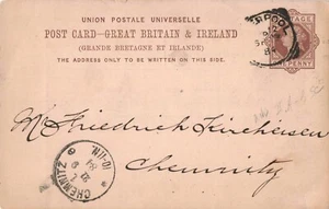 Großbritannien & Irland Thos. Meadows & Co. um 1884 Liverpool Stempel Postkarte A94 - Bild 1 von 2