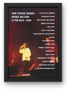 Stone Roses Spike Island Setlist Poster A1-5 Frame Option Indie Ian Brown Squire - Imagen 1 de 1