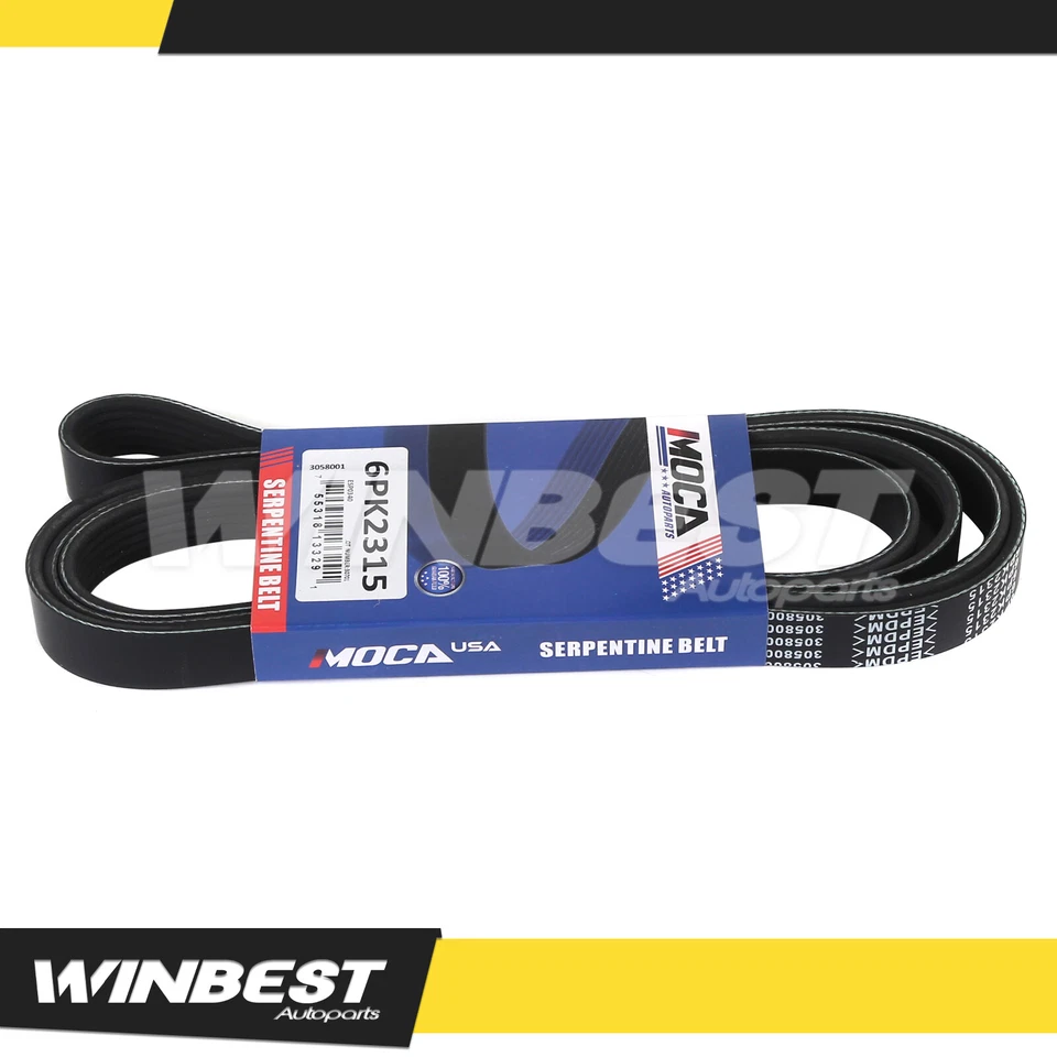 EPDM Serpentine Belt 6PK2315 for 1995-1997 Jeep Wrangler Cherokee 2.5L 4.0L w/AC - Image 1 of 4
