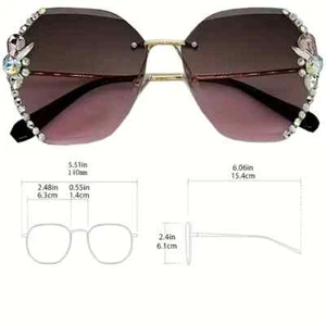Vintage Rimless Rhinestone Sunglasses with Gradient Lens FREE SHIPPING - Picture 1 of 4