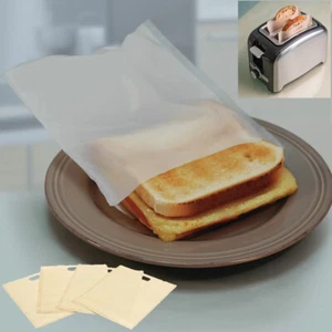 4X Reusable Toaster Bags Non Stick Heat-Resistant Grilled Sandwich Toast Pockets - Picture 1 of 6
