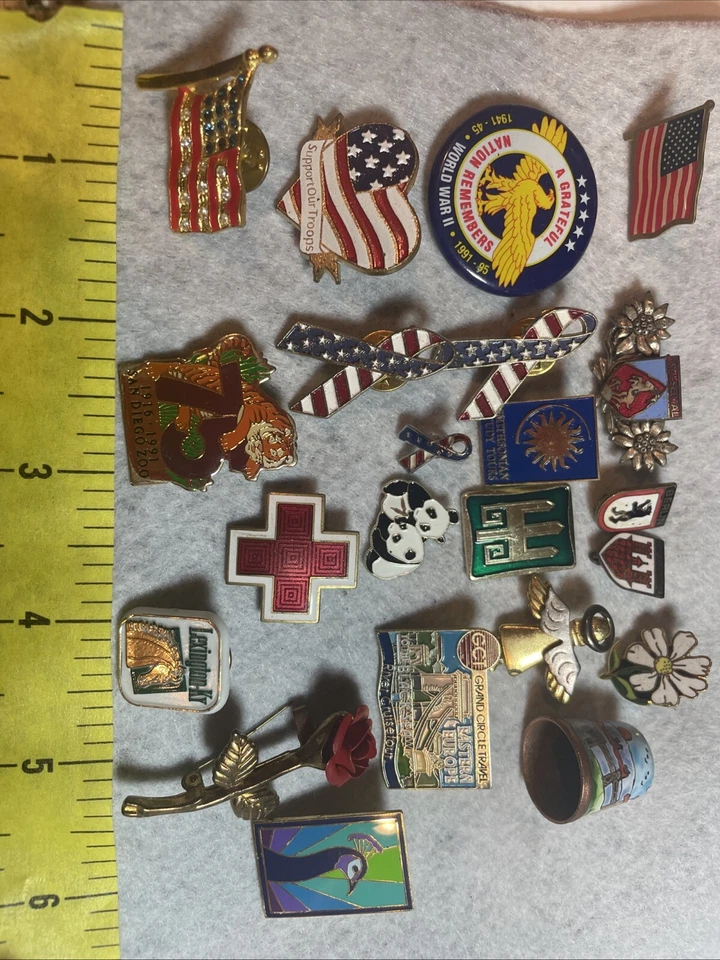 Vintage Red Cross(40’s) +20 Other Lapel/Hat Pins - Image 1 of 3