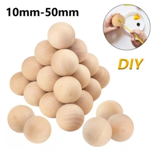 Natürliche Holzkugeln ohne Bohrung Bastelkugel Massiv Ø10mm-50mm Bastelholz DIY - Picture 1 of 13