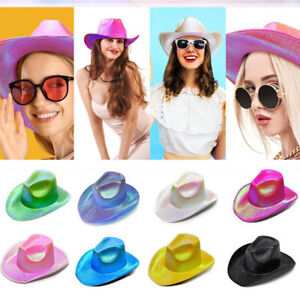 Cowboy Hat Women Sparkly Cowgirl Hats Neon Glitter Light Up Hats Bachelorette