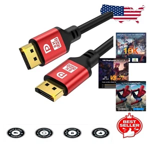 Dynamic HDR 8K DisplayPort Cable 30ft - Ultra High Speed for Gaming & Monitors - Picture 1 of 8
