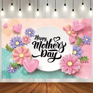 Happy Mothers Day Banner Mothers Day Decoration Flower Themed for Photography - Picture 1 of 9