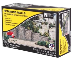 N Scale Woodland Scenics C1161 Random Stone Retaining Wall (6) pcs - Picture 1 of 1