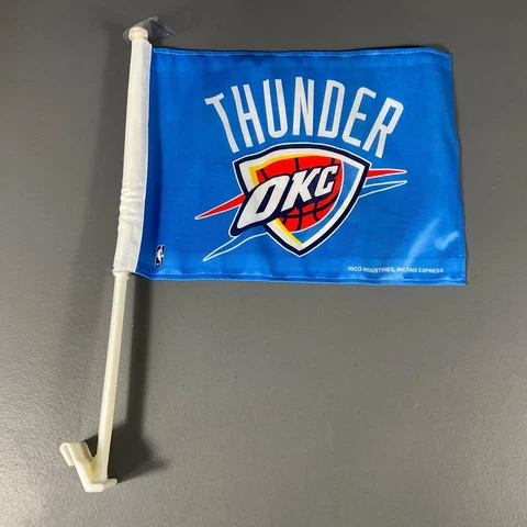 Oklahoma City Thunder Car Window Banner Flag NBA Basketball Blue Red Team Logo Cover