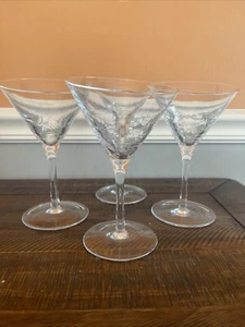 Pier One (4) Slant Rim Crackle Glas Martini Cosmo Winkelrand 7,25" Barware selten - Bild 1 von 7